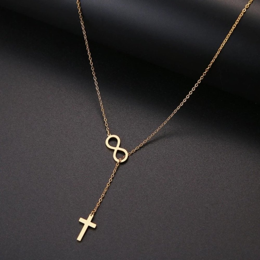 Pendant Cross & Infinity Gold & silver Necklace - Picture 5 of 7